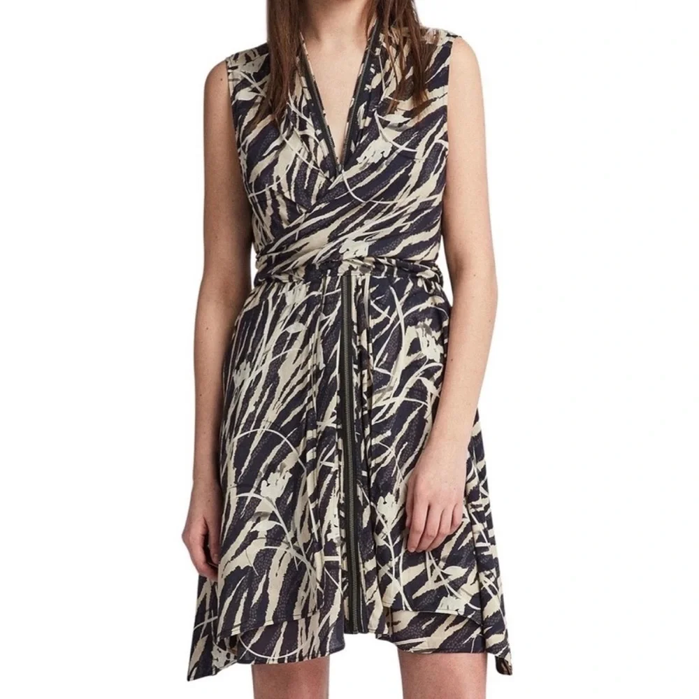 Allsaints Spitalfields Jayda Kazuno Zipper wrap Dress Small $279